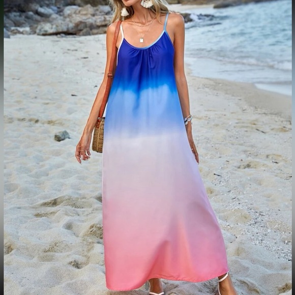 Boho Tie Dye Ombre Cami Maxi Dress - Picture 4 of 7